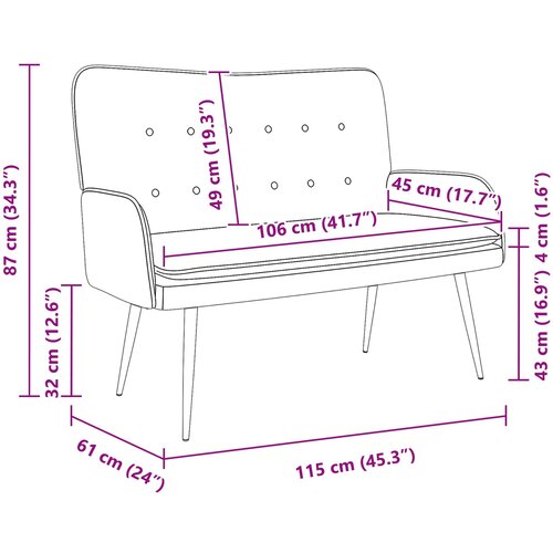 SOFA za dvije osobe Crna 115 x 61 x 87 cm Tkanina Slike