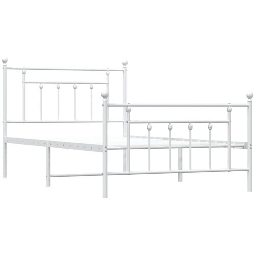  Metalni okvir kreveta uzglavlje i podnožje bijeli 107x203 cm Slike