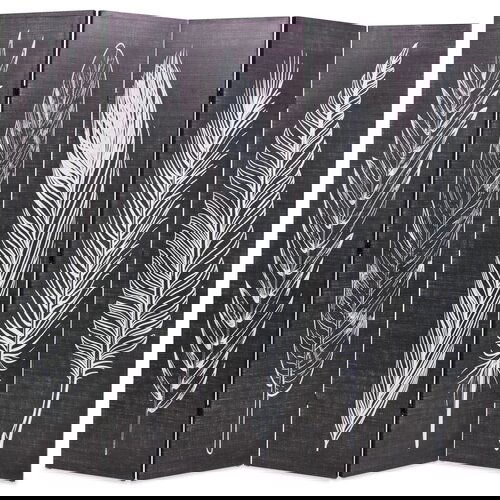 VidaXL Zložljiv paravan 200x170 cm perje črn in bel Slike