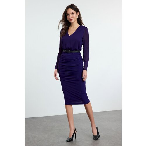 Trendyol Purple Plain Woven Dress Cene