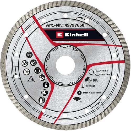 Einhell Dijamantna rezna ploča 180x25,4 Turbo (brzina 80 m/s), Pribor za rezače granita i pločica 49797650 Cene