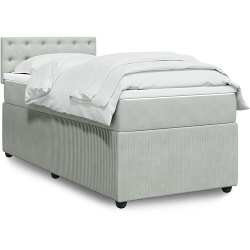 vidaXL Box spring postelja z vzmetnico svetlo siva 90x200 cm žamet Cene