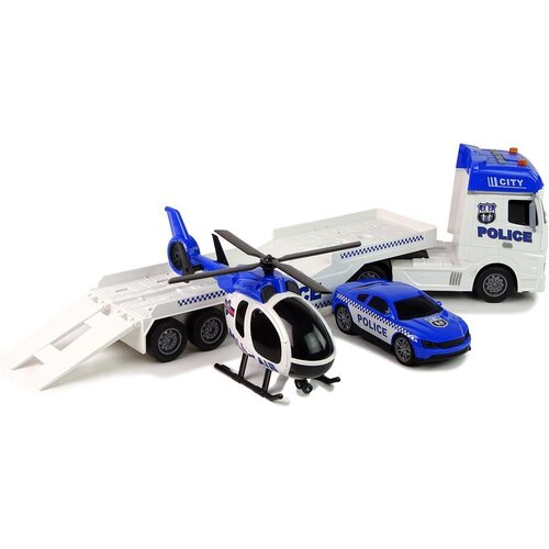 Igračka policijski set kamion transporter helikoptera i auta Slike