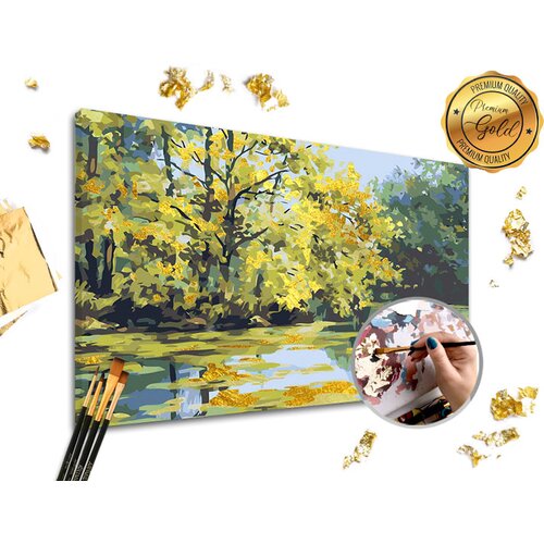 slikanje po brojevima premium gold - jezero (set za slikanje po) Slike