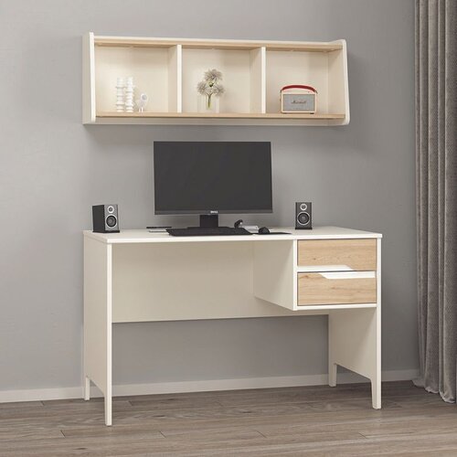 Hanah home radni sto sa policom Ruby Desk + Shelf Set, Moonstone / orah Slike
