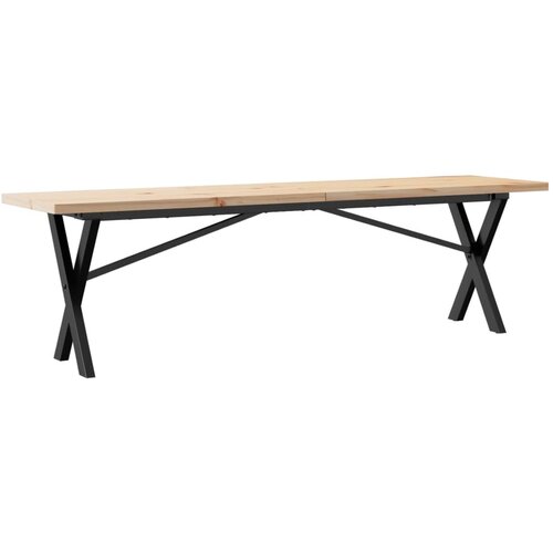 Maison Chic Klubska mizica - kavna mizica - Nizka mizica X okvir 160x40x45,5cm trdna borovina lito železo, (21752405) Slike