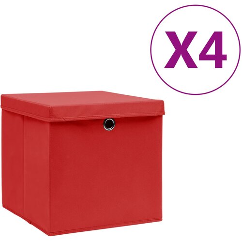 vidaXL Škatle s pokrovi 4 kosi 28x28x28 cm rdeče Cene