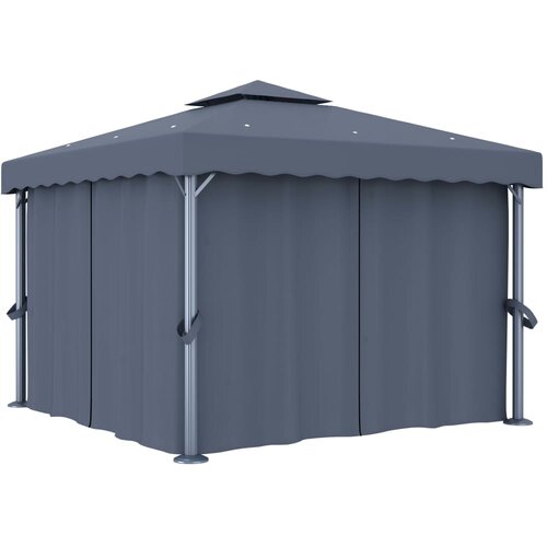 vidaXL Paviljon z zaveso 3x3 m antraciten aluminij Cene
