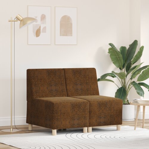 VidaXL Sofa stol z blazino 2 pcs Rjava 55 cm Umetno semi&amp;scaron; usnje Slike