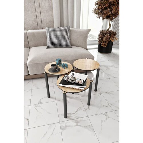 Hanah home stočić za dnevnu sobu lavia 3 - oak oak nesting table (3 pieces) Cene