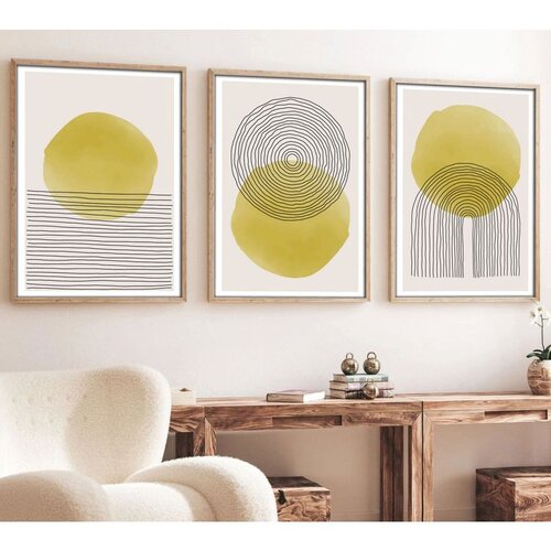 WALLXPERT huhu144 - 50 x 70 Multicolor Decorative Framed MDF Painting (3 Pieces) Cene