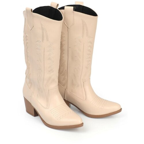 Capone Outfitters Knee-High Boots - Beige - Block Slike