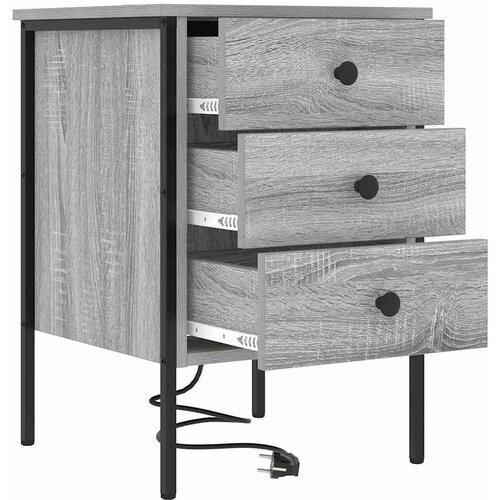  Noćni ormar 2 pcs Siva Sonoma 42 x 41 x 61 cm Konstruirano drvo Slike