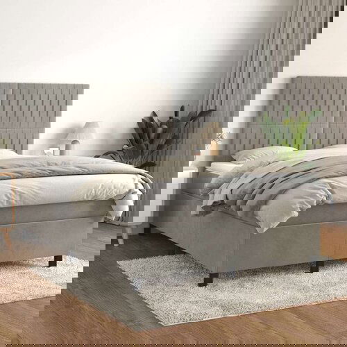  Box spring postelja z vzmetnico svetlo siva 140x200 cm žamet, (20898630) Slike