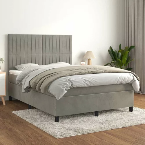  Box spring postelja z vzmetnico svetlo siva 140x200 cm žamet, (20898630)