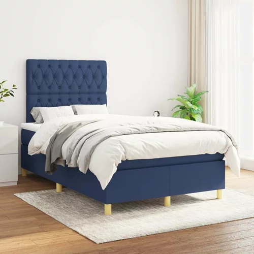  Box spring postelja z vzmetnico moder 120x200 cm blago, (20791097)