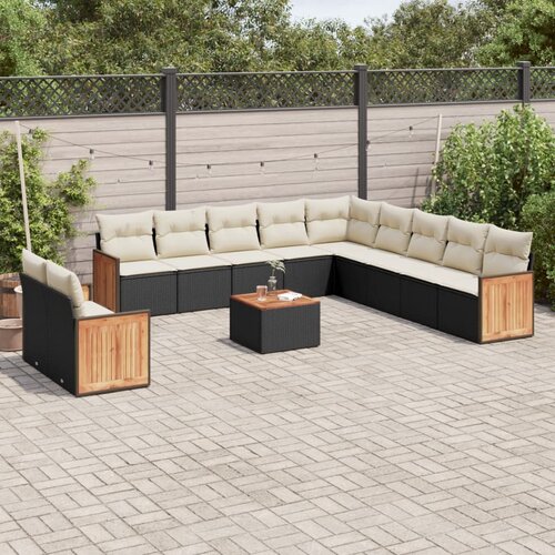  12-dijelni set vrtnih sofa od poliratana s jastucima crni Cijene