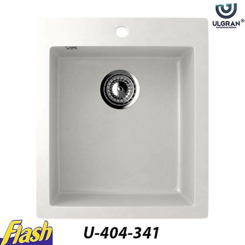 Ulgran U-404 341 mlečno bela granitna sudopera sa sifonom četvrtasta Cene
