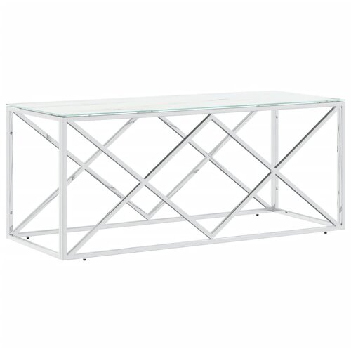 VidaXL Klubska mizica 110x45x45 cm nerjaveče jeklo in steklo, (20714386) Slike