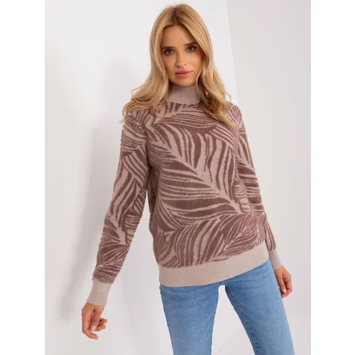 Fashion Hunters Brown lady's turtleneck with patterns