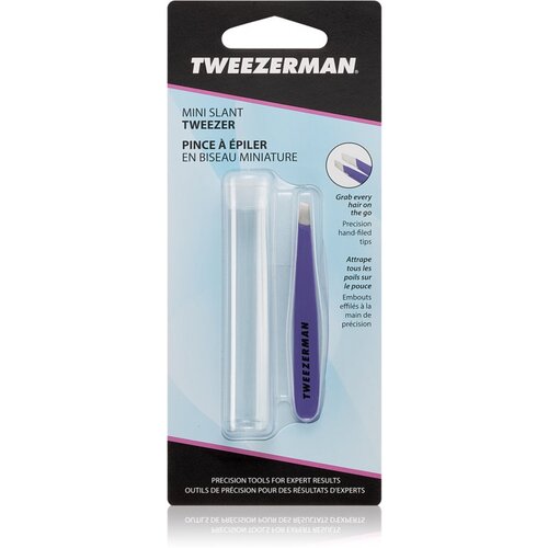 Tweezerman Mini Slant pinceta s po&amp;scaron;evno konico mini s potovalnim etuijem Lavender 1 kos Slike