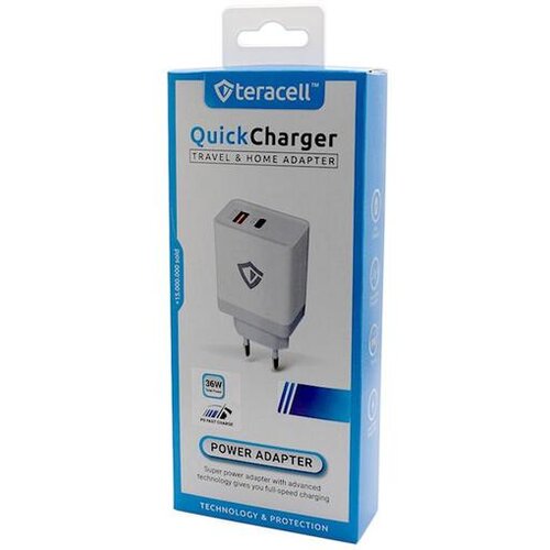  Kucni punjac Teracell DLS-TC04 Fast USB 3.0A+ PD 36W max sa kablom USB na Micro USB beli Cene