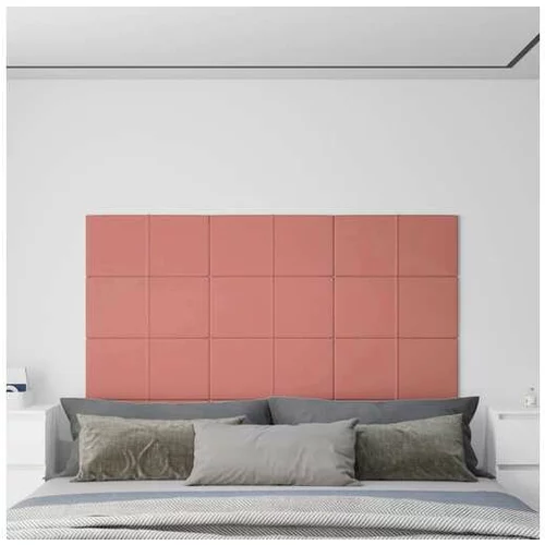  Stenski paneli 12 kosov roza 60x30 cm žamet 2,16 m²