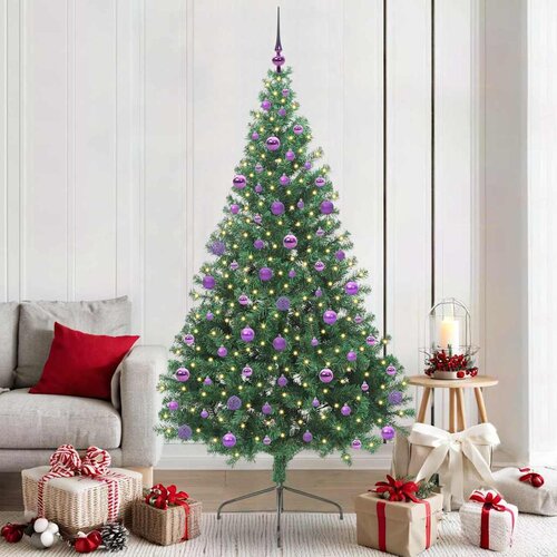 vidaXL Umjetna preddekorirana božićna jelka Zelena 210 cm PVC Cene