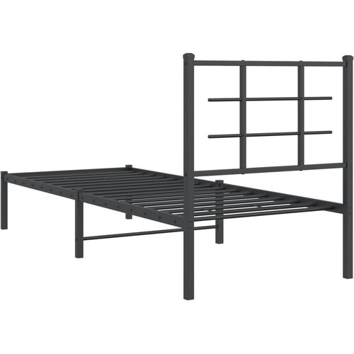  Metalni okvir za krevet s uzglavljem crni 75x190 cm Slike