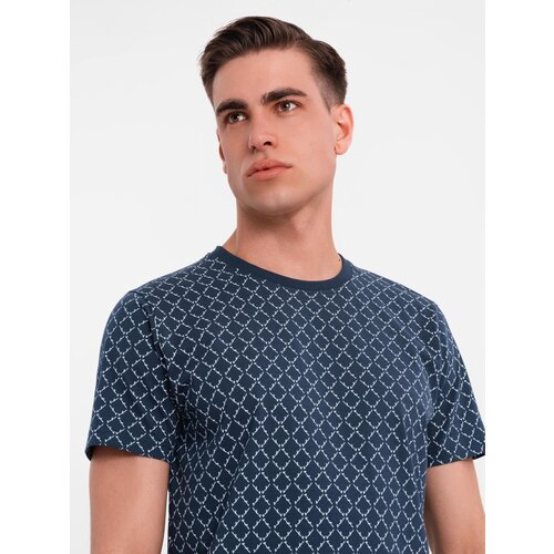 Ombre Men's full print knit shirt - navy blue Cijene