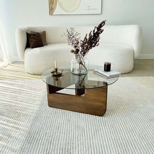 Hanah home mia - walnut, transparent walnuttransparent coffee table Cene