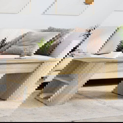 VidaXL Klubska mizica sonoma hrast 102x55x42 cm inženirski les Slike