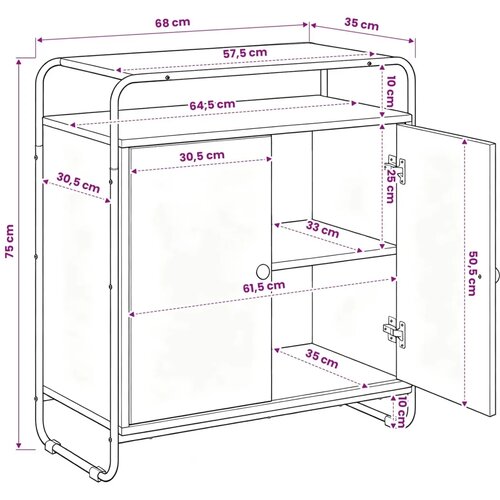  Komoda Dimljeni hrast 68 x 35 x 75 cm Konstruirano drvo - Dimljeni hrast 68 x 35 x 75 cm Slike