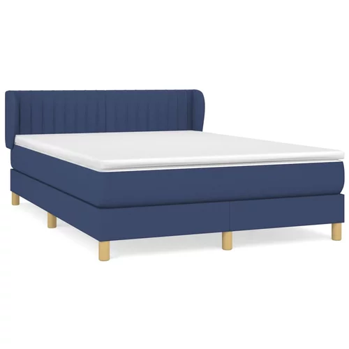 vidaXL Box spring postelja z vzmetnico modra 140x190 cm blago, (20893771)