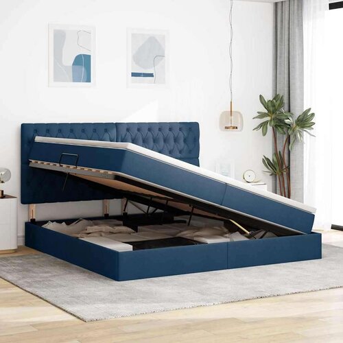  Krevet s od storage s madracem Plava 200 x 200 cm Lažna koža Slike