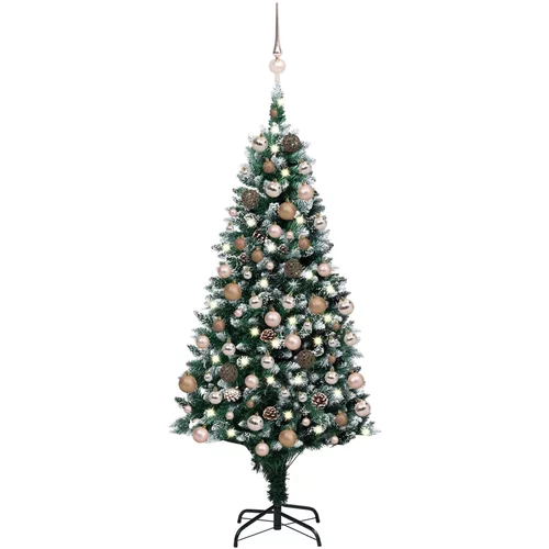  Umjetno božićno drvce LED s kuglicama i šiškama 180 cm