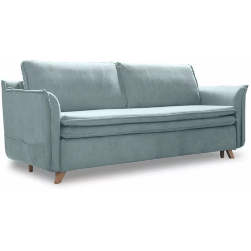 Miuform Svijetlo plava baršunasta sklopiva sofa 225 cm –