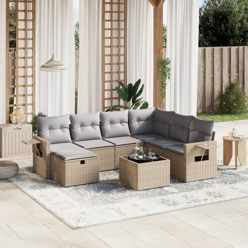 vidaXL 8-dijelni set vrtnih sofa s jastucima bež od poliratana Cijene