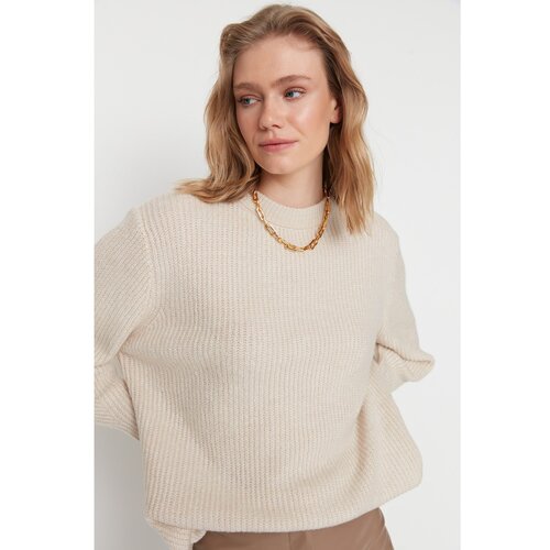 Trendyol Stone Crew Neck Knitwear Sweater Slike