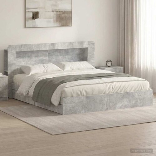  Okvir kreveta s pohranom s ladicama Betonska siva 200 x 200 cm Cijene