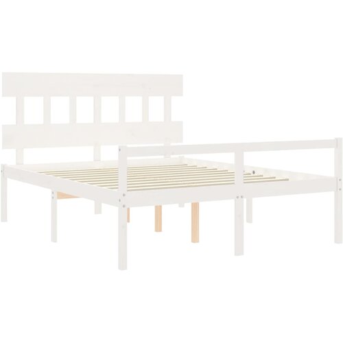  Krevet za starije s uzglavljem bijeli 160x200 cm masivnog drva Slike