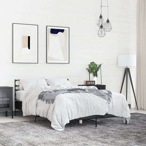 VidaXL Okvir kreveta crni 140 x 200 cm od konstruiranog drva i metala Slike