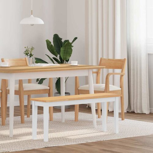  Klupa 110 cm bijela puna drvena guma Slike