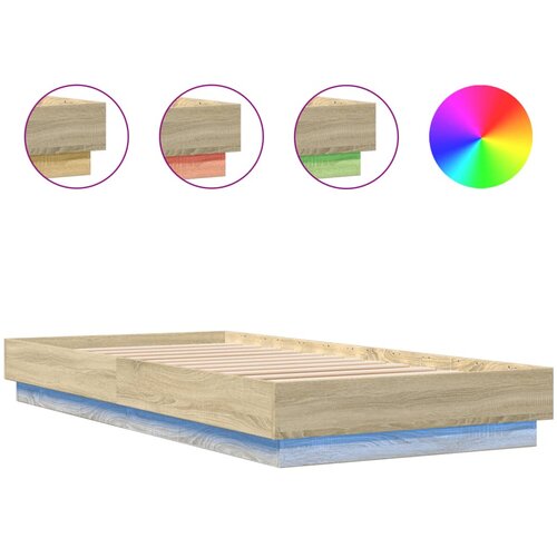 vidaXL Okvir za krevet s LED svjetlima boja hrasta sonome 100 x 200 cm Cene