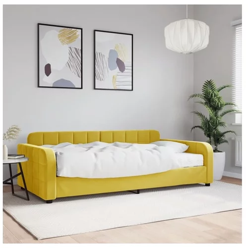 vidaXL Dnevna postelja z vzmetnico rumena 100x200 cm žamet