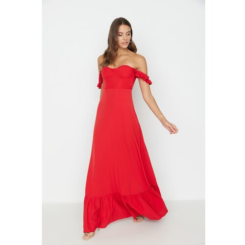 Trendyol Red Volan Detailed Evening Dress & Graduation Dress Slike