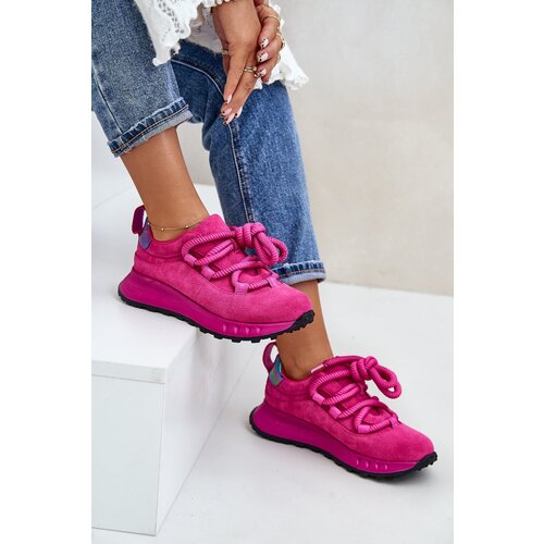 Kesi Suede Women&amp;#039;s Thick Lacing Sneakers Artiker Fuchsia Slike