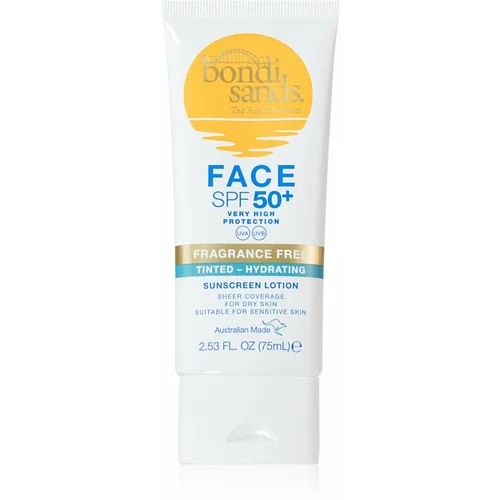 Bondi Sands SPF 50+ Fragrance Free zaščitna tonirana krema za obraz za suho kožo SPF 50+ 75 ml
