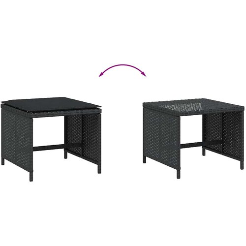  Vrtni taburei s jastucima 4 kom crni 41x41x36 cm od poliratana Slike