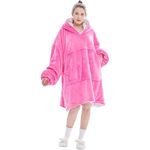 VERKGROUP Odeja pulover z rokavi in kapuco v enem HOODIE svetlo temno roza Cene